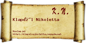 Klapál Nikoletta névjegykártya